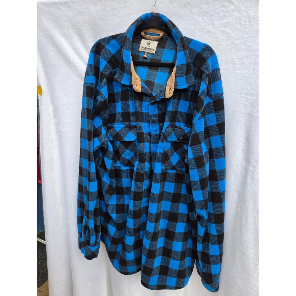 Legendary Whitetails Fleece Shirt Mens 3XT Blue Black Good Buffalo Plaid Tall